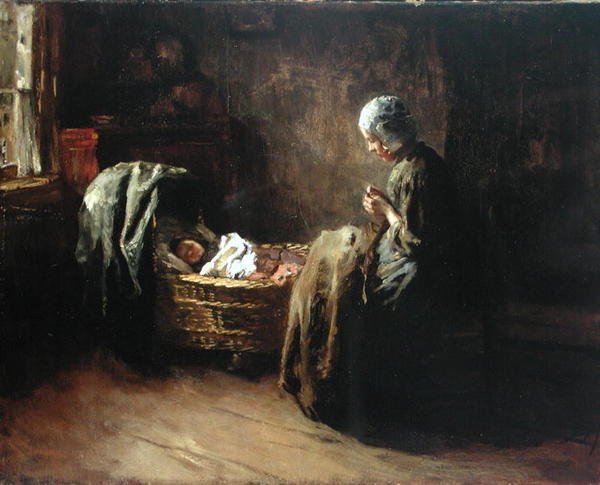 Interieur scène door Albert Neuhuys
