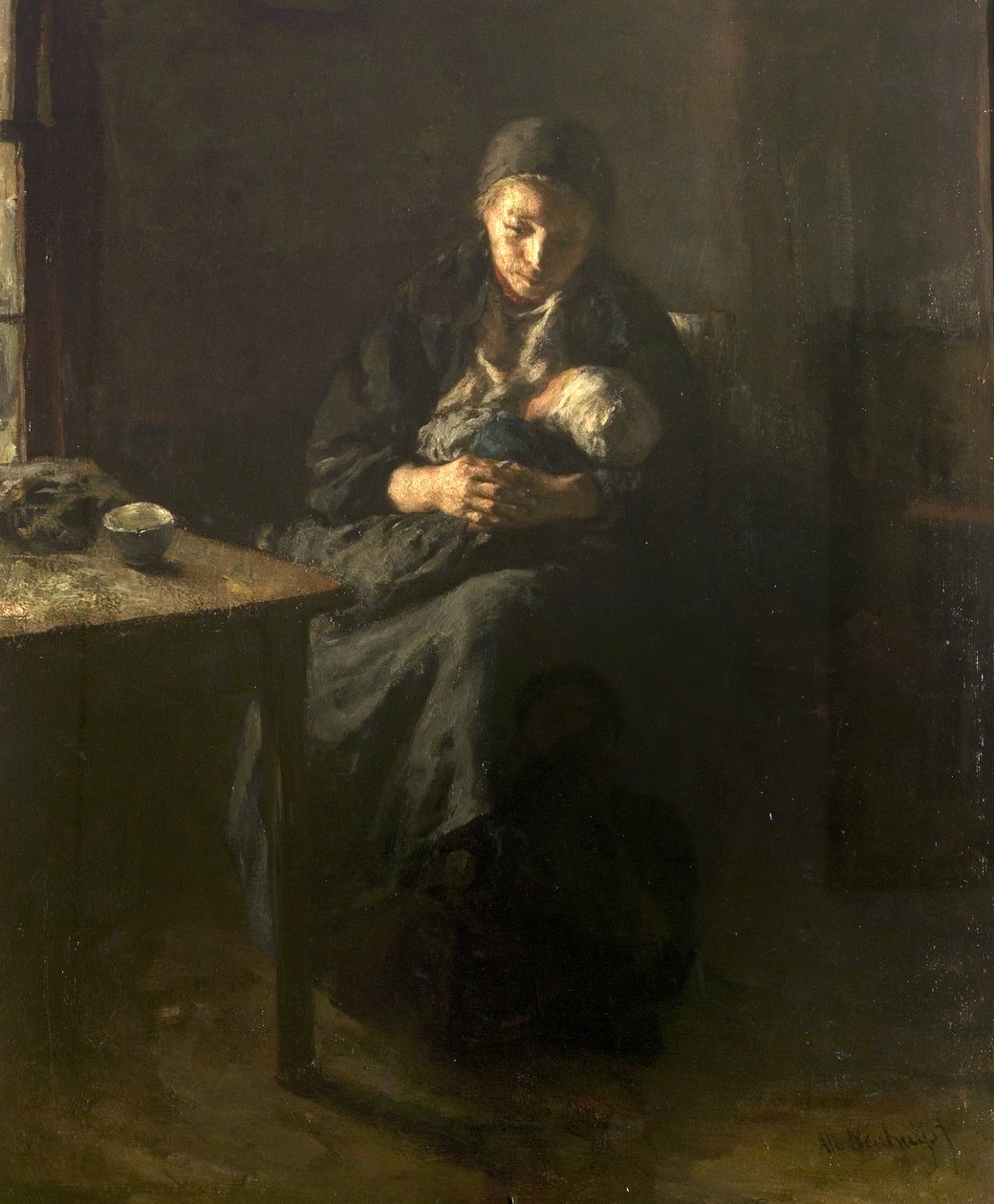 Moederliefde (Verdriet), c.1857 door Albert Neuhuys