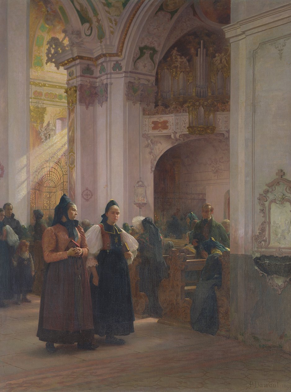 Het einde van de mis in Einsiedeln door Albert Pierre Dawant