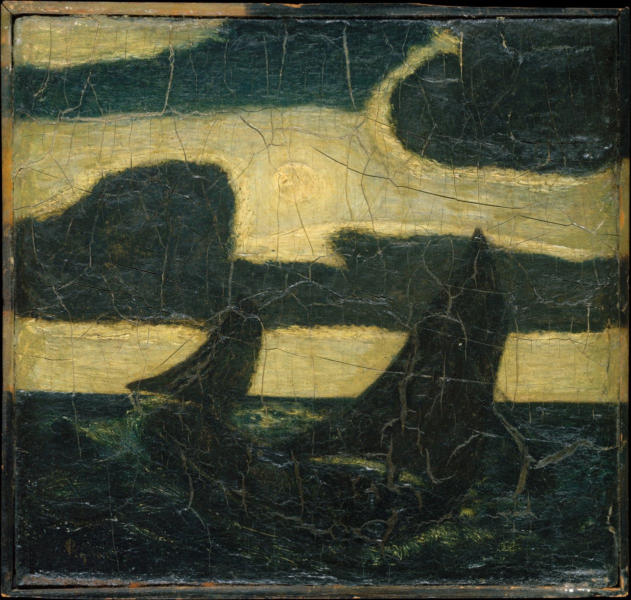 Maanlicht marine, 1870-90 door Albert Pinkham Ryder