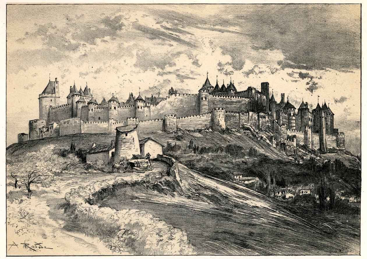 Middeleeuwse stad Carcassonne door Albert Robida