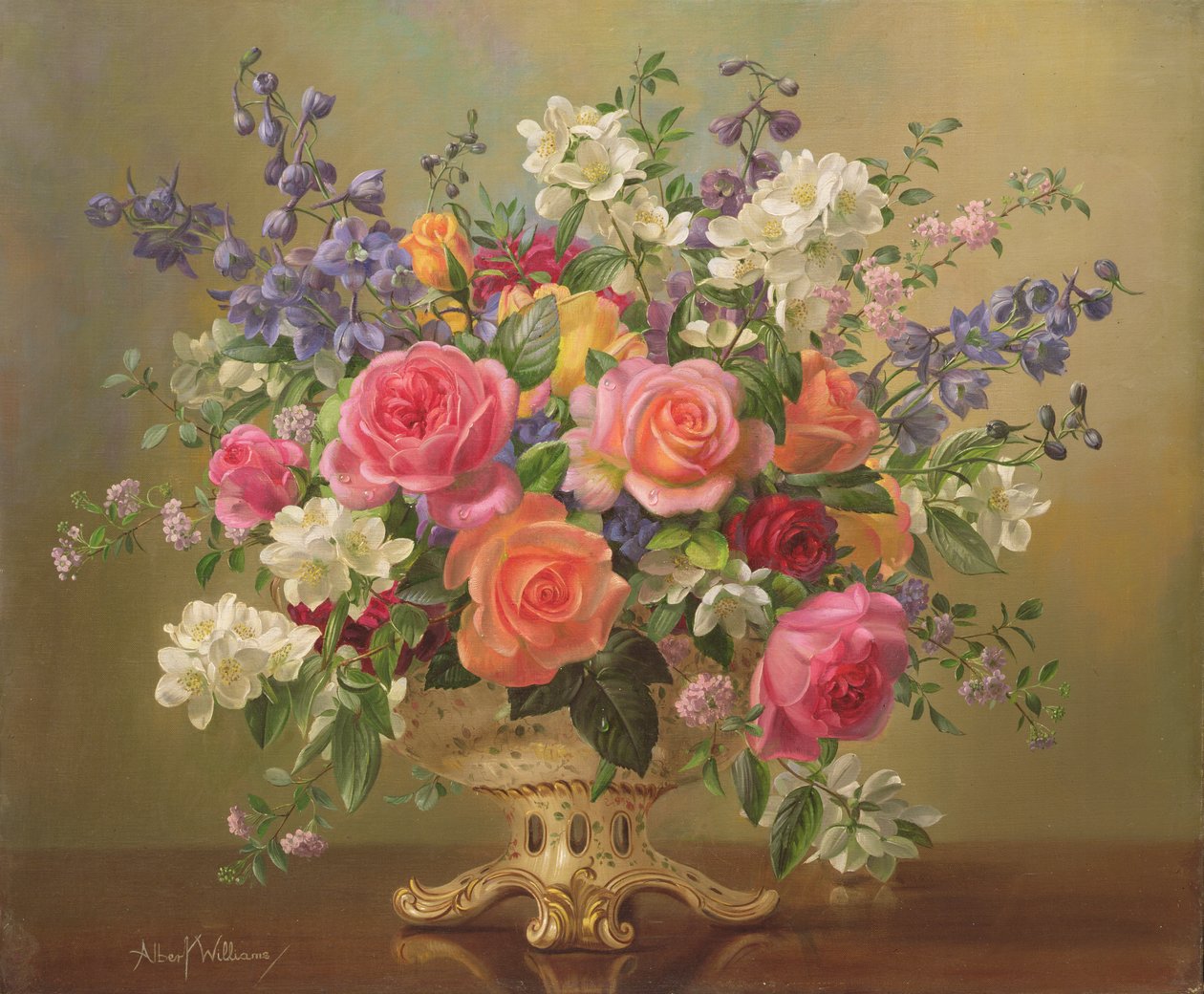 Een arrangement van junibloemen door Albert Williams