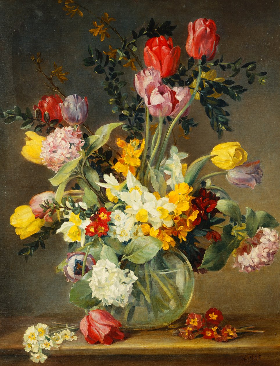 Tulpen in een Glazen Vaas door Albert Williams