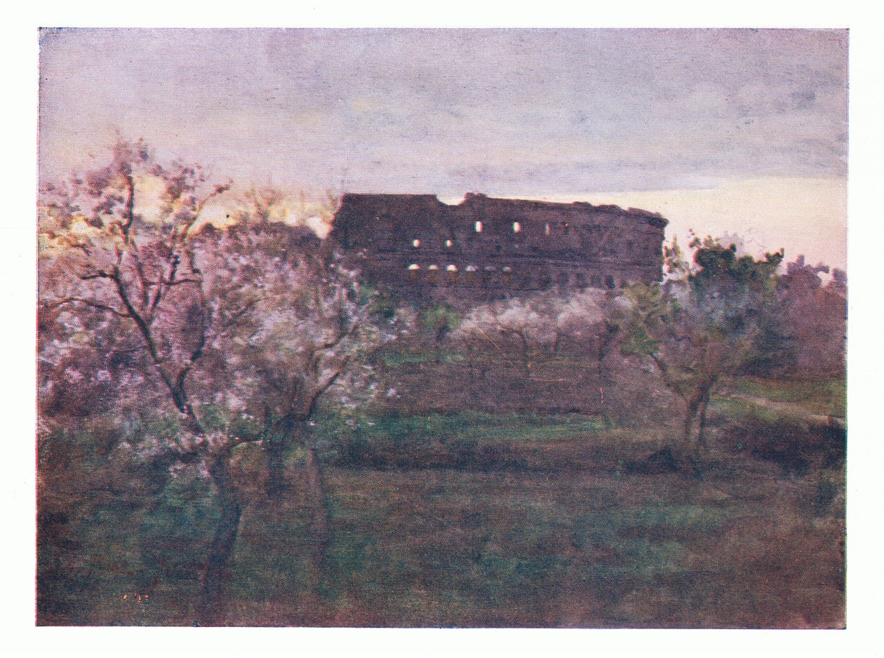 Het Colosseum bij zonsondergang, uit Rome gepubliceerd door A & C Black Ltd, 1925 door Alberto Pisa