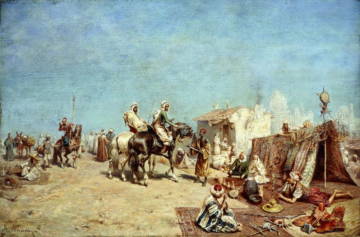Een Arabisch kampement door Alberto Pasini