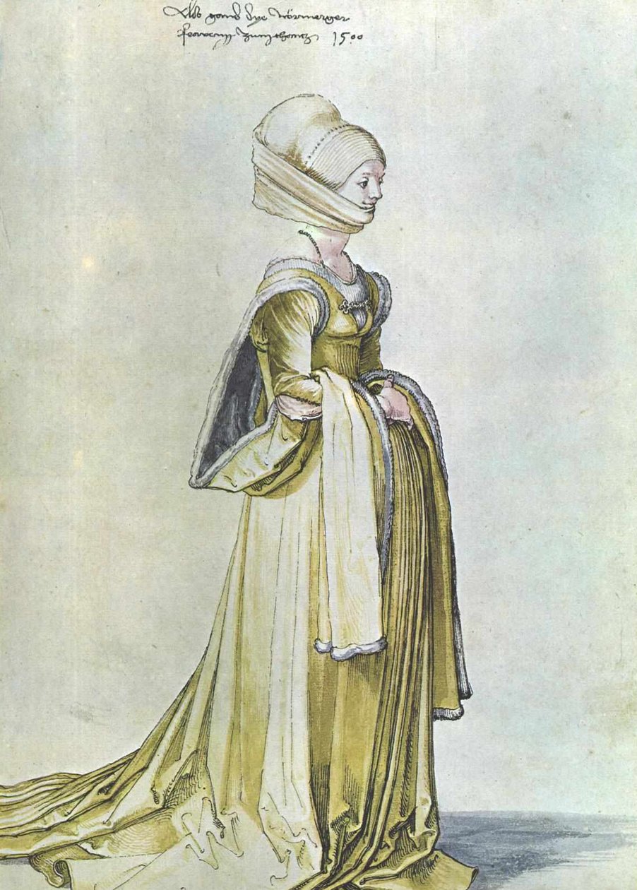 Een Nürnberger vrouw in dansjurk door Albrecht Dürer