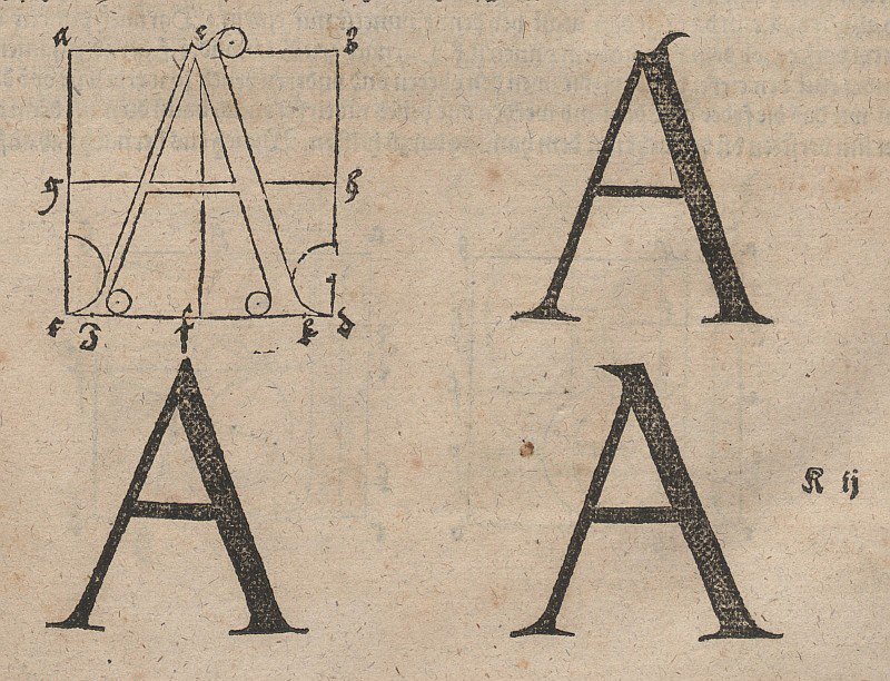 Constructie van letters door Albrecht Dürer