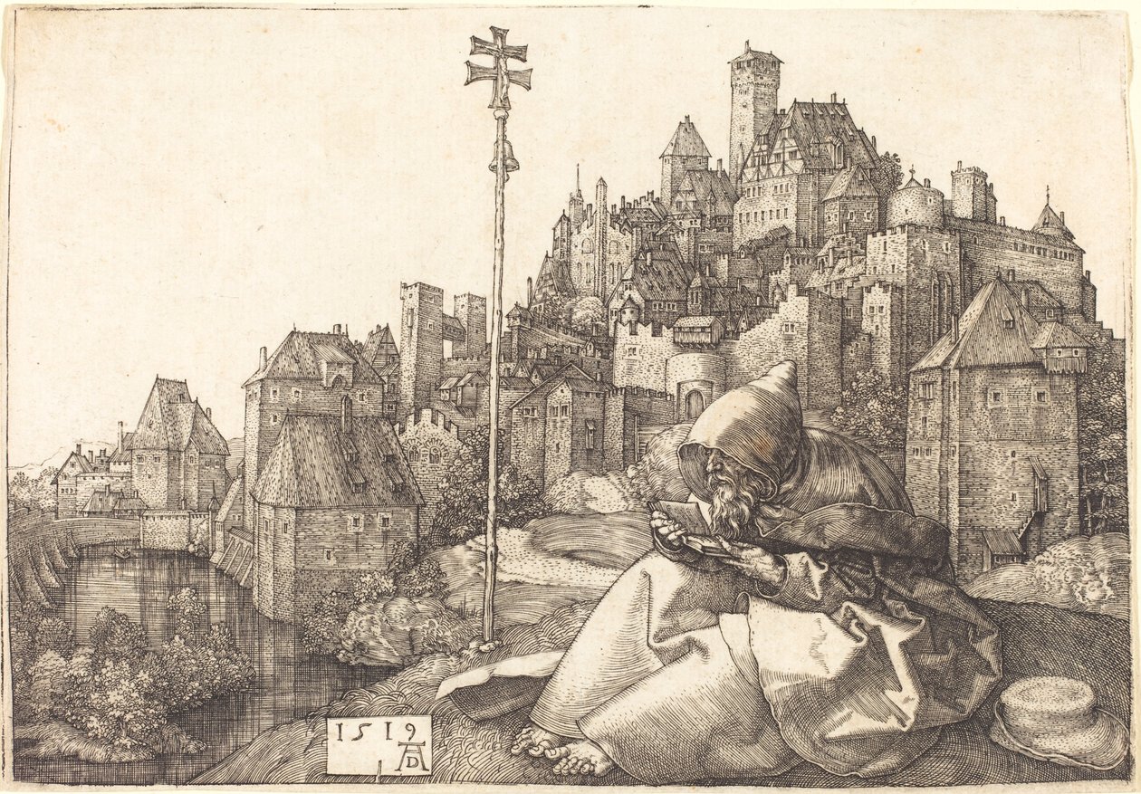 Sint Antonius leest door Albrecht Dürer