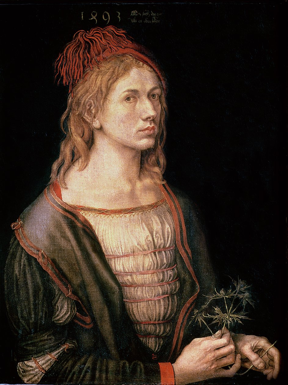 Zelfportret met een distel door Albrecht Dürer