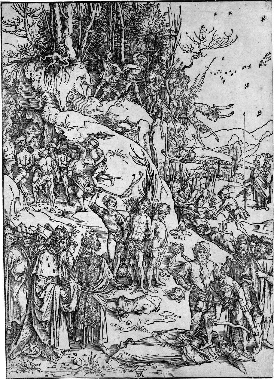Het martelaarschap van de tienduizend door Albrecht Dürer