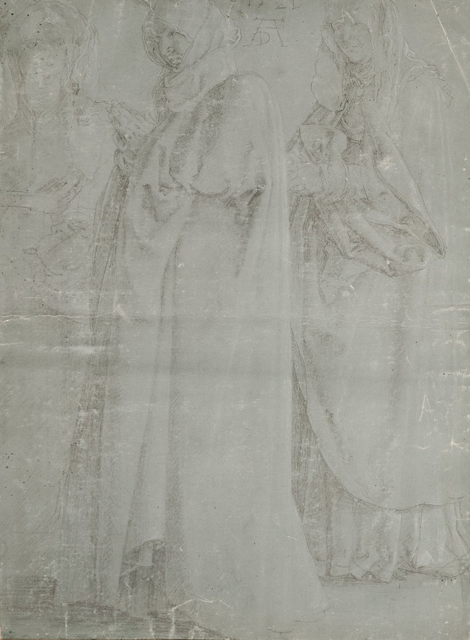 De Maagd en twee vrouwelijke heiligen, 1521 door Albrecht Dürer