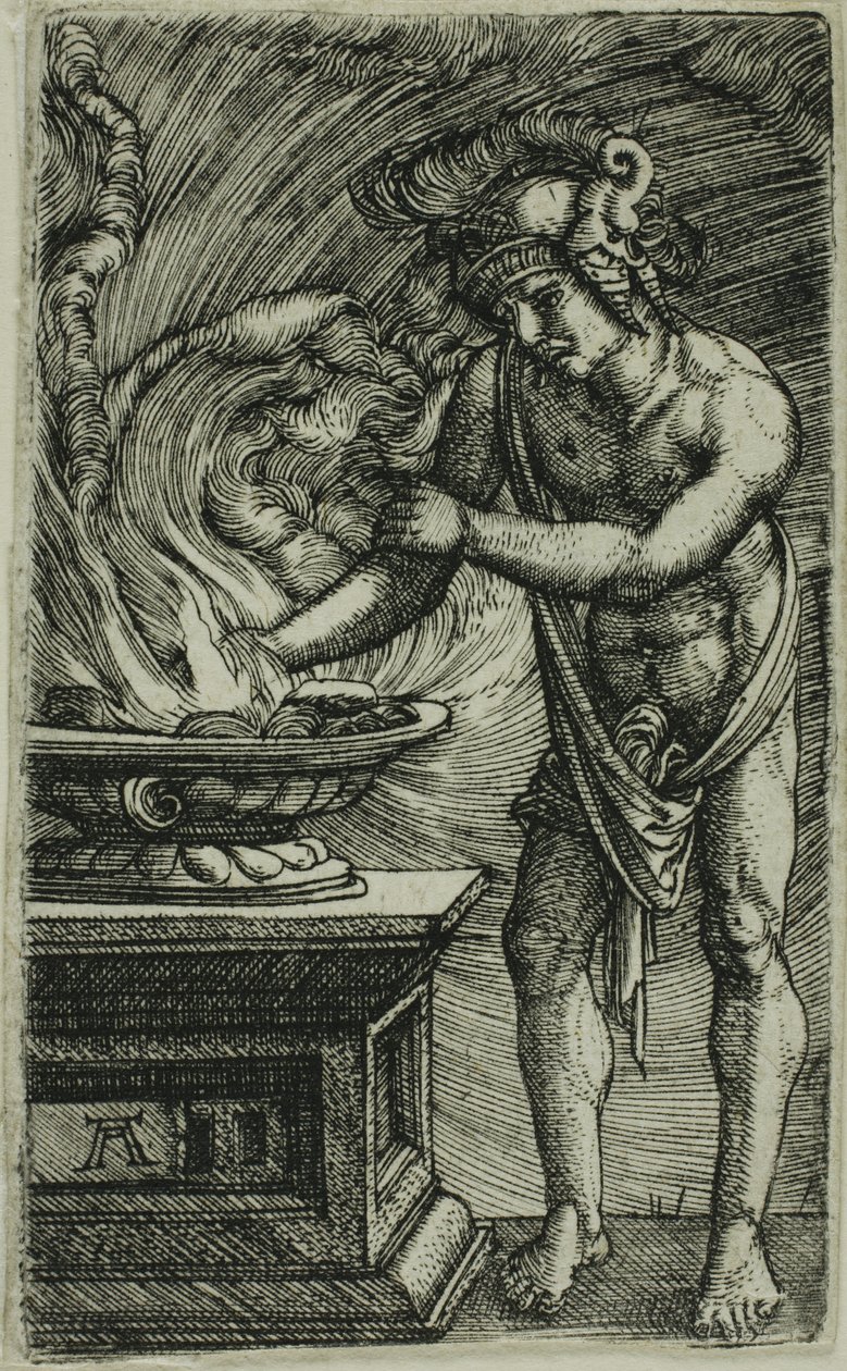 Mucius Scaevola Brandt zijn hand door Albrecht Altdorfer