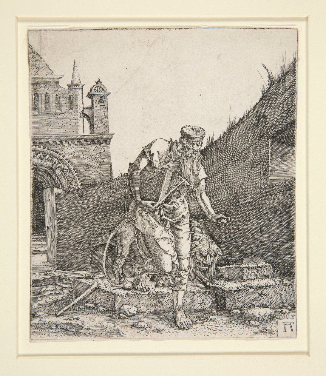 Sint Hiëronymus bij een muur door Albrecht Altdorfer