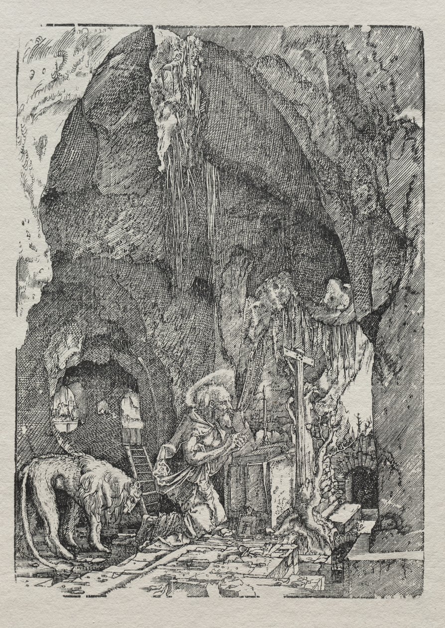 Sint Hiëronymus in de grot door Albrecht Altdorfer