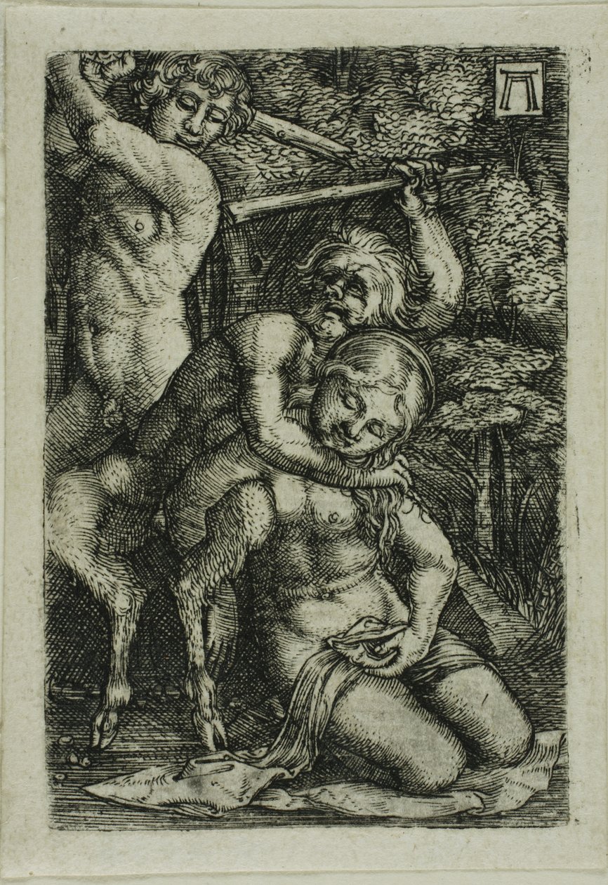 Twee saters vechten om een nimf door Albrecht Altdorfer