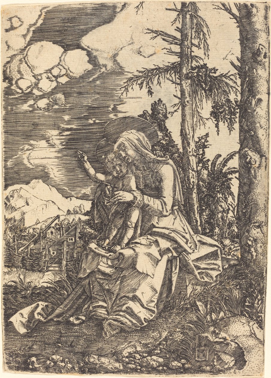 Maagd in een landschap door Albrecht Altdorfer