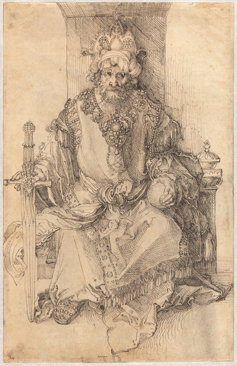 Een oosterse heerser zittend op zijn troon door Albrecht Dürer