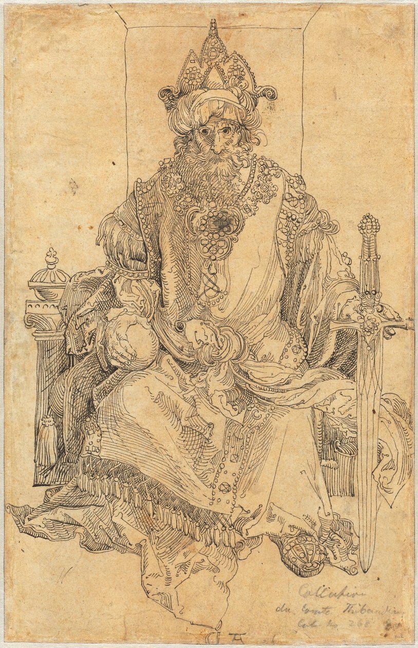 Een Oosterse Heerser Zittend op Zijn Troon door Albrecht Dürer