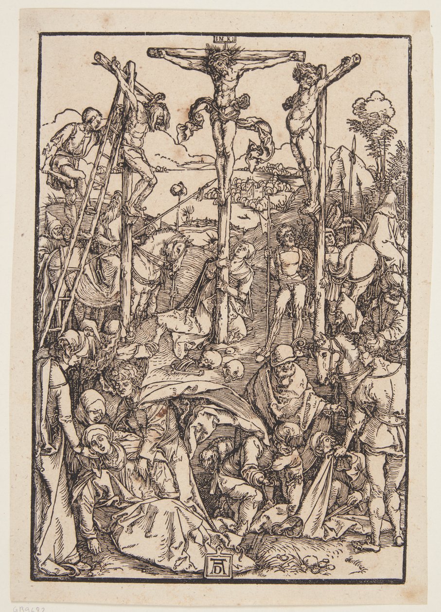 Calvarie (bescheiden houtsnede) door Albrecht Dürer