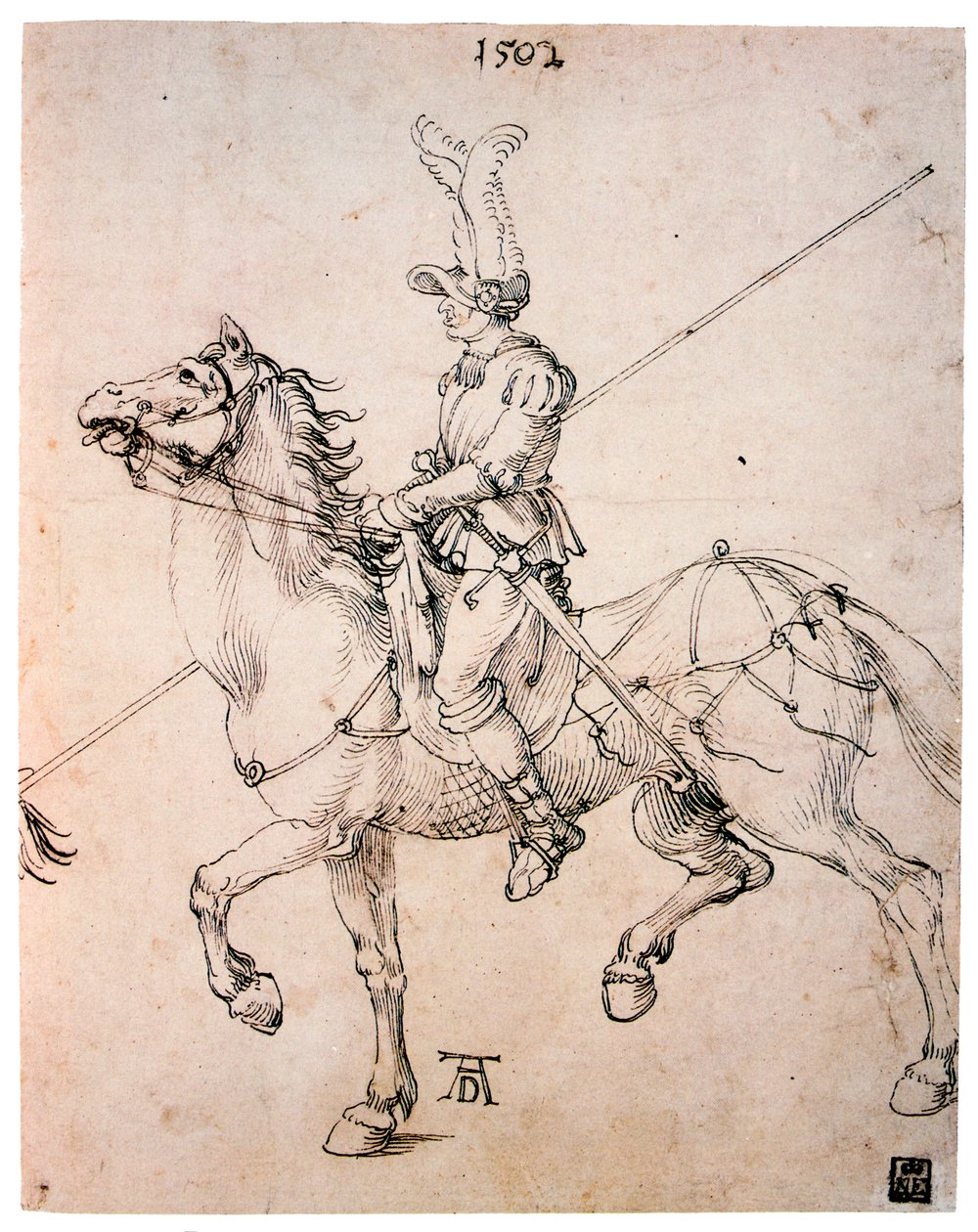 Ruiter met lans, 1502 door Albrecht Dürer