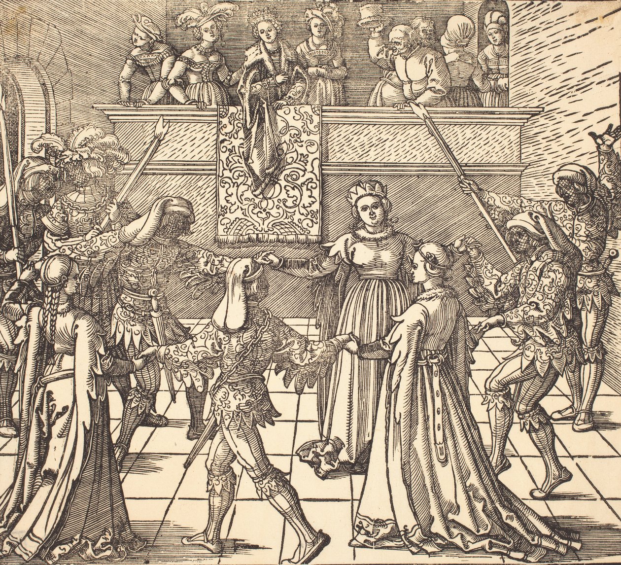 Maskerade dans met fakkels door Albrecht Dürer