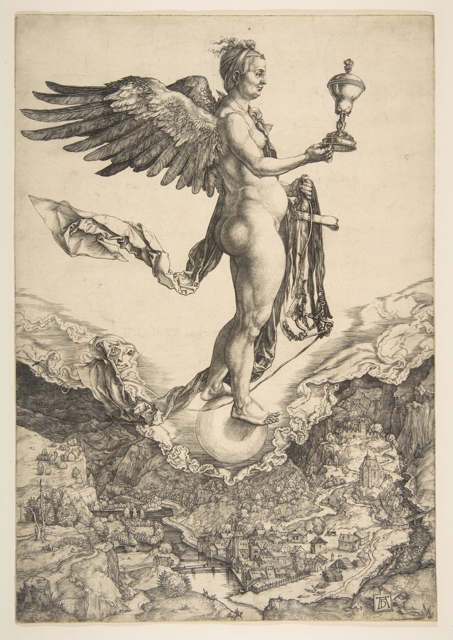 Nemesis Het Grote Fortuin, ca. 1501 door Albrecht Dürer
