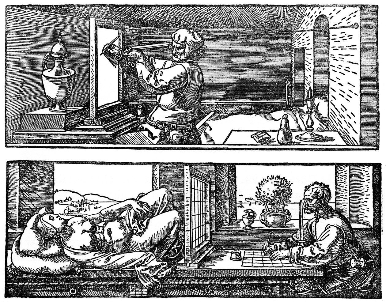 Perspectiefmachine, 1525, 1936 door Albrecht Dürer