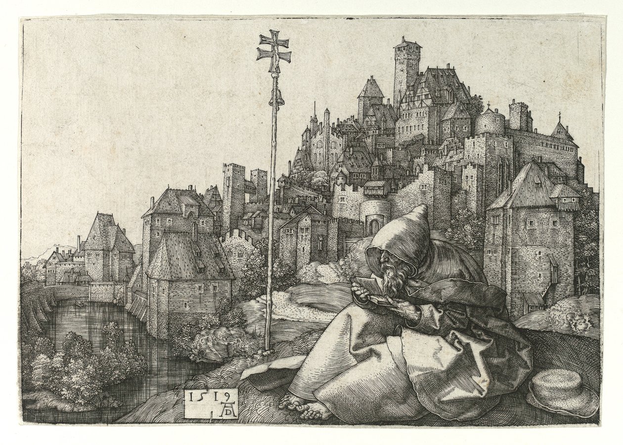 Sint Antonius lezend, 1519 door Albrecht Dürer