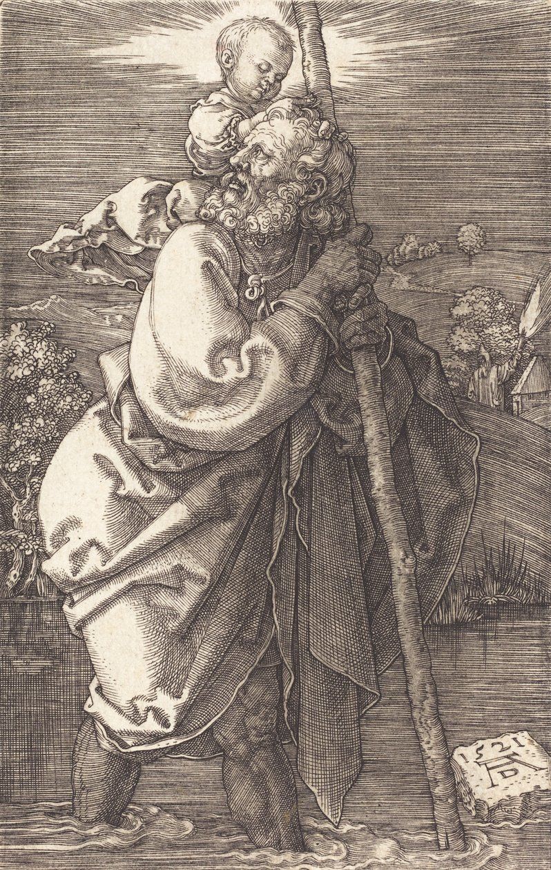 Sint Christoffel naar Links Kijken door Albrecht Dürer