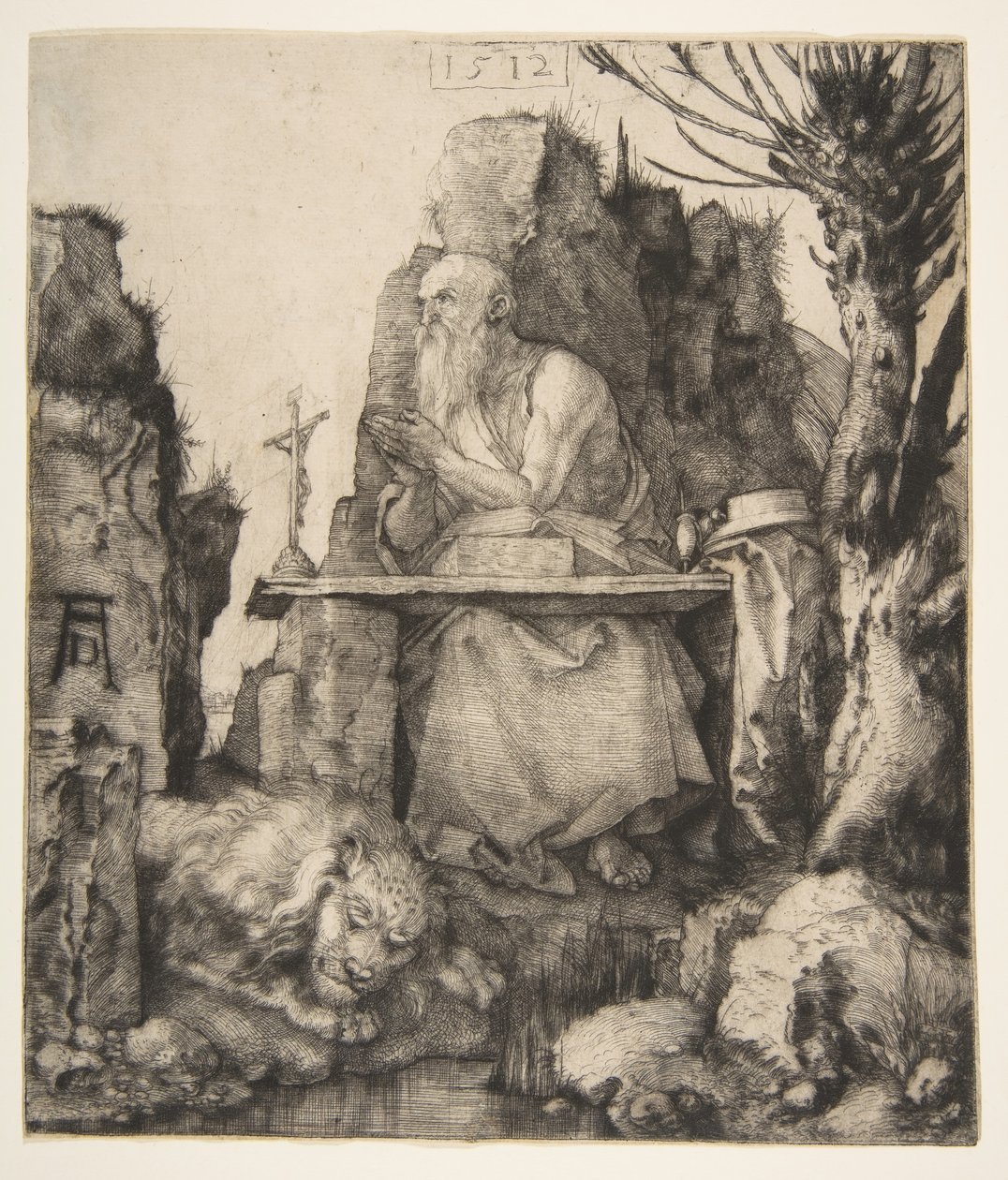 Sint-Hieronymus bij de knotwilg door Albrecht Dürer