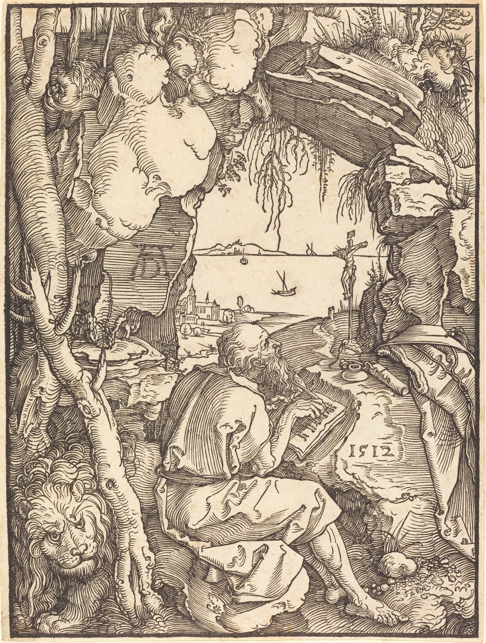 Sint Hiëronymus in een grot door Albrecht Dürer