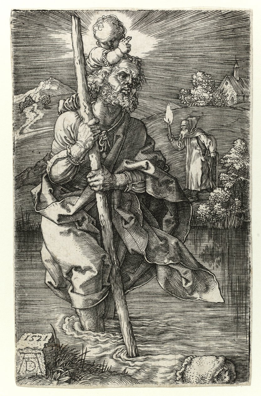 Sint Christoffel naar rechts, 1521 door Albrecht Dürer