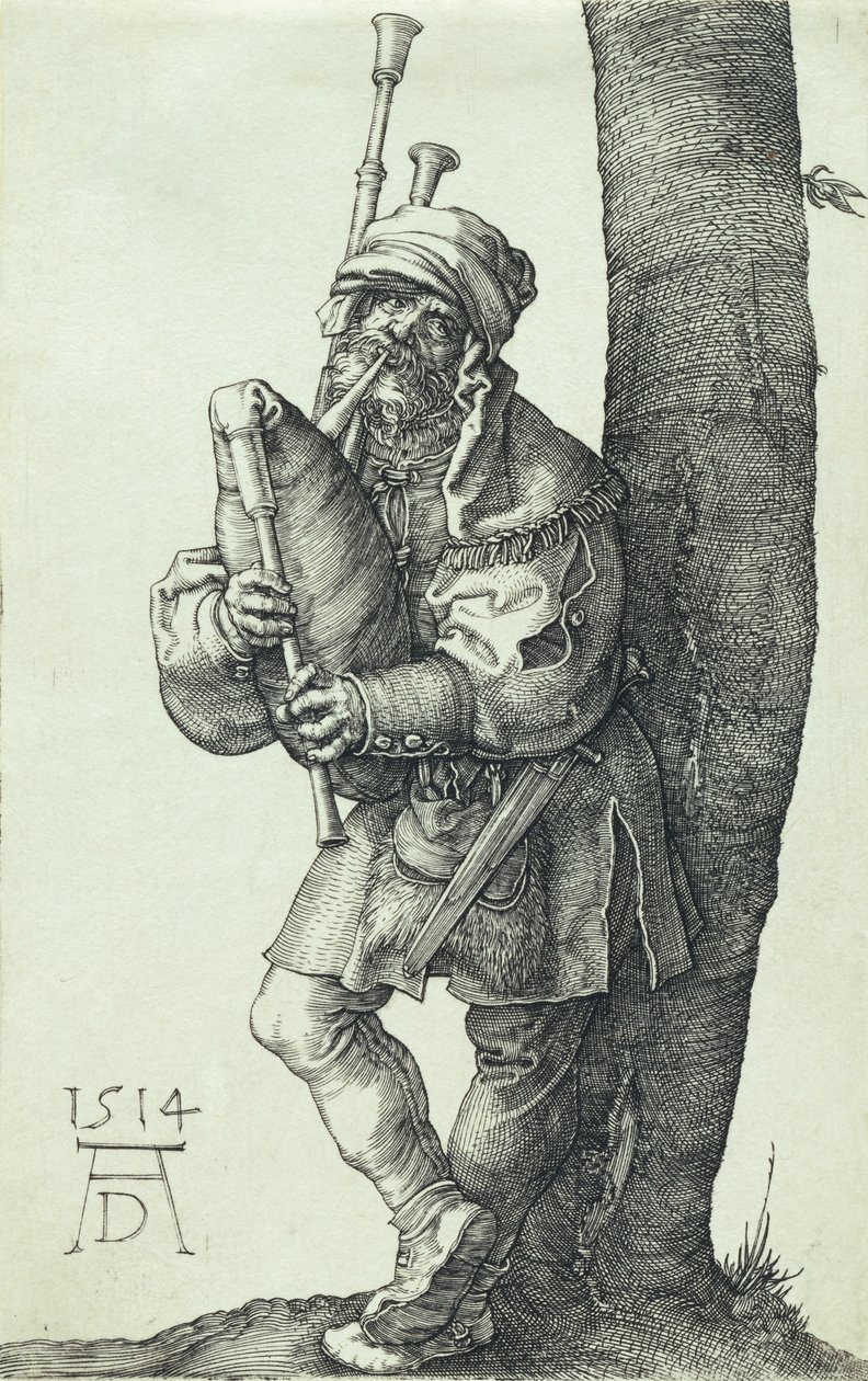 De doedelzakspeler, 1514 door Albrecht Dürer