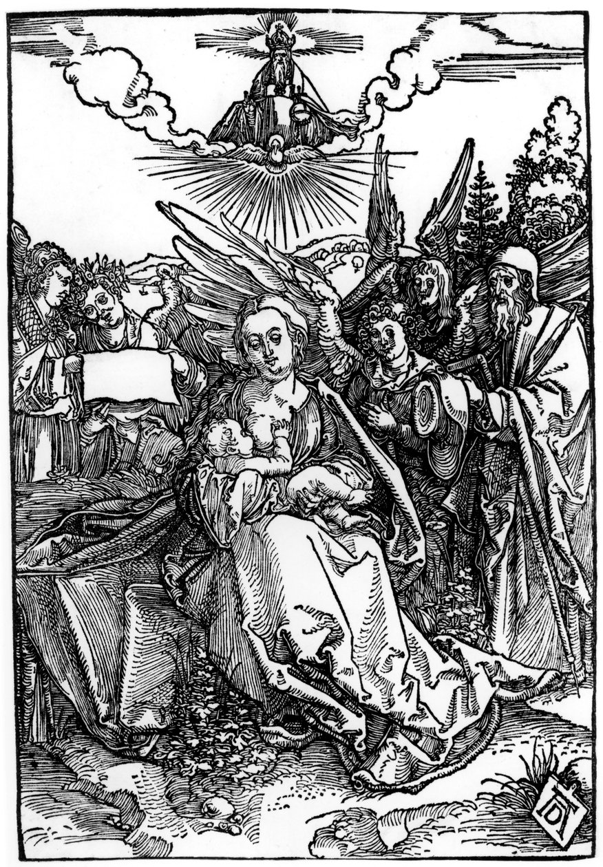 De Heilige Familie met vijf engelen, ca. 1504 door Albrecht Dürer