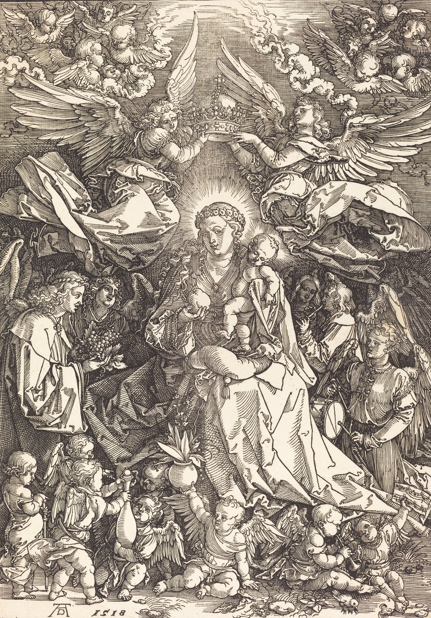 De Maagd omringd door vele engelen door Albrecht Dürer
