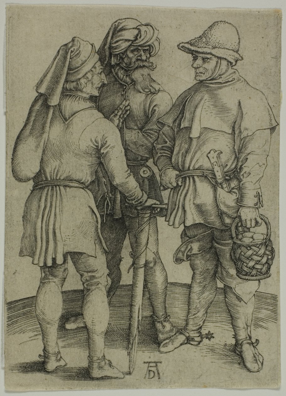 Drie boeren in gesprek door Albrecht Dürer