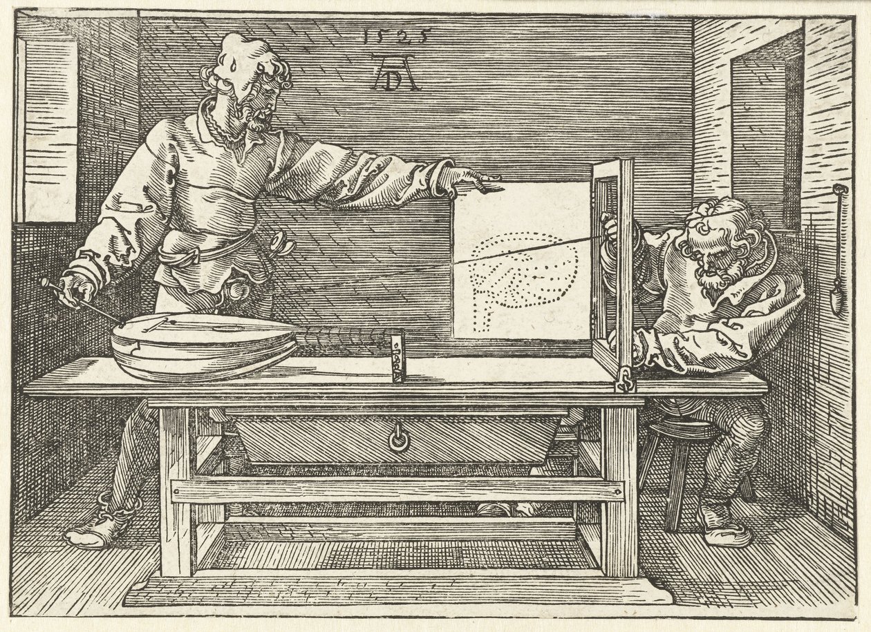 Kunstenaar tekent een luit door Albrecht Dürer or Duerer