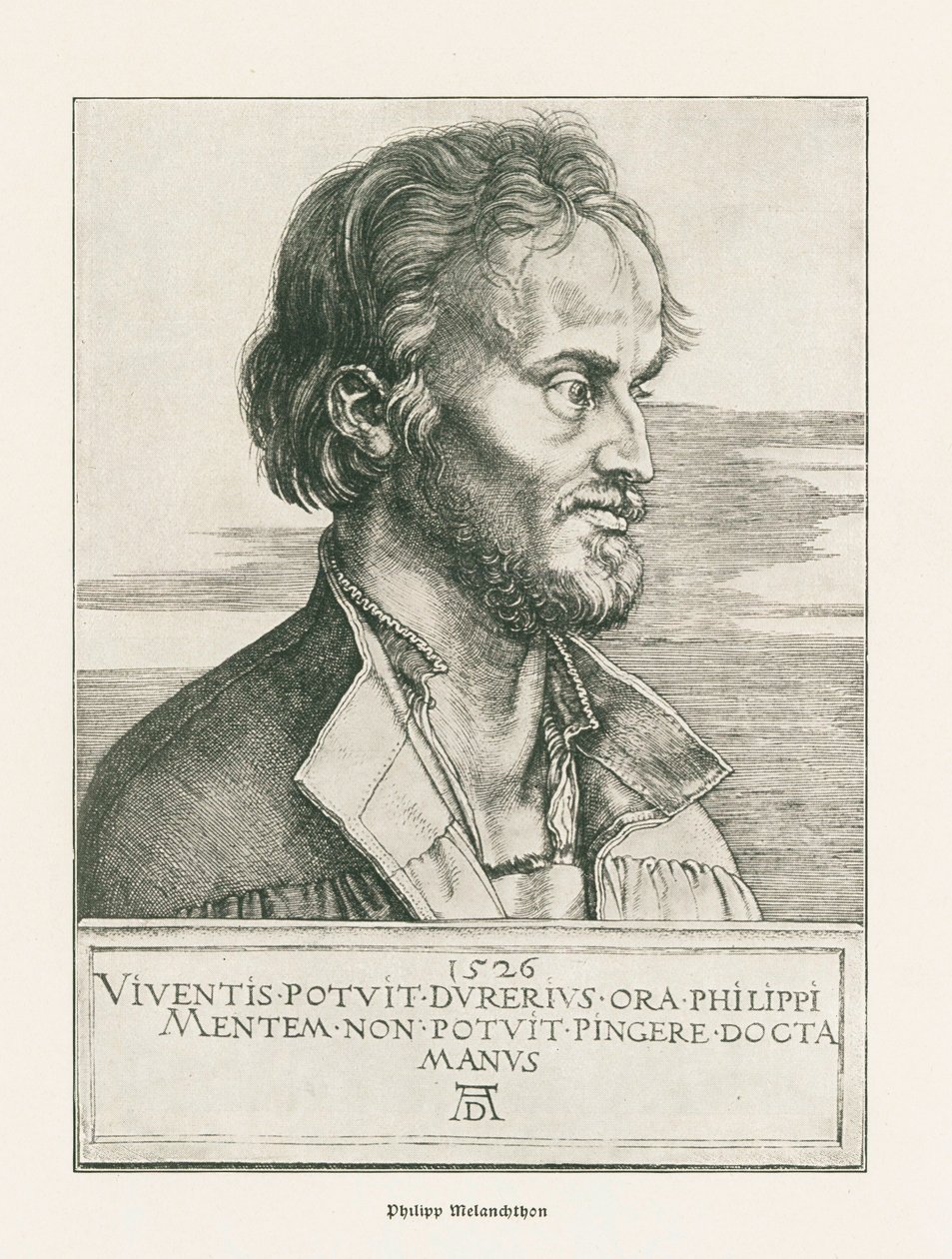 Philipp Melanchthon. 1526 (engraving) door Albrecht Dürer or Duerer