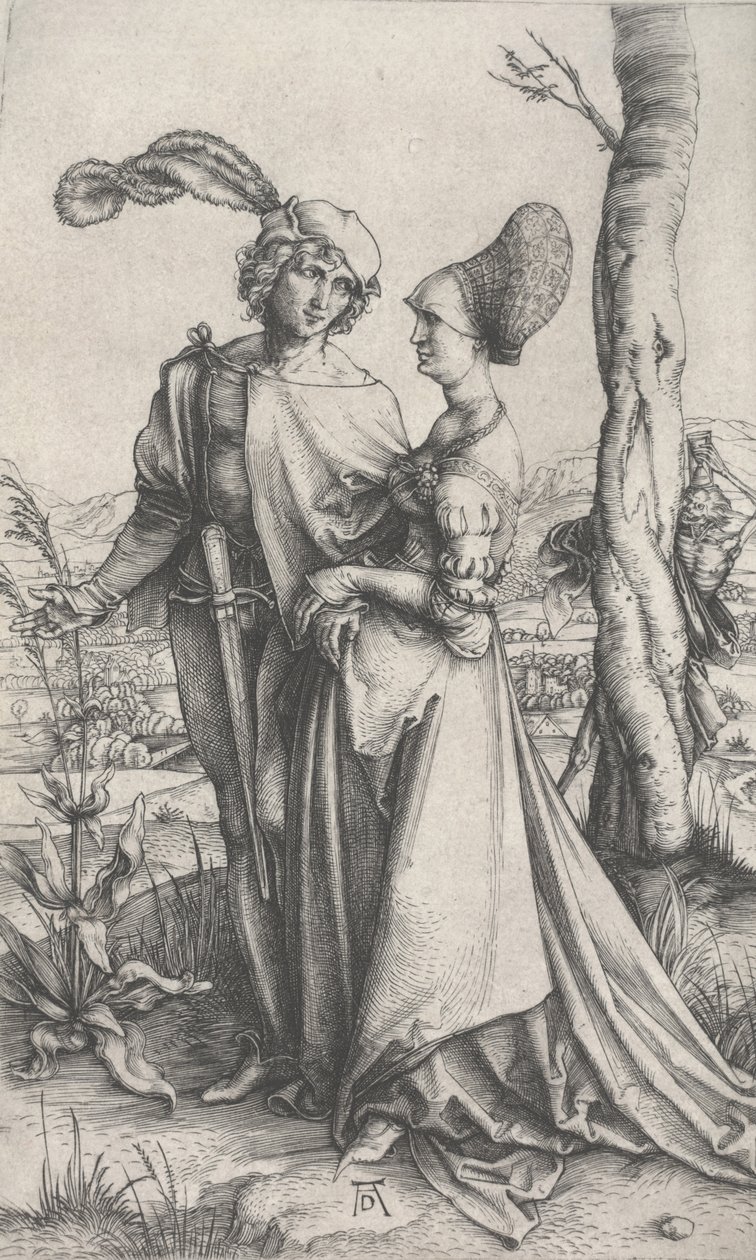De Promenade, c.1496-1497 (gravure) door Albrecht Dürer
