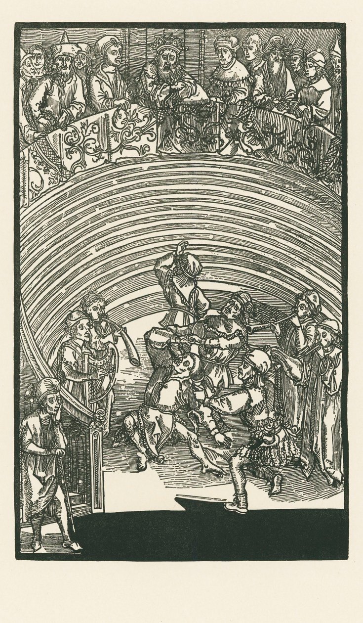Het theater, ca. 1492-93 (houtsnede) door Albrecht Dürer or Duerer