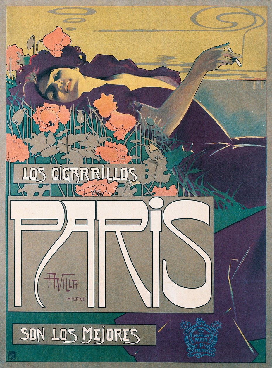 Cigarrillos Paris poster door Aleardo Villa