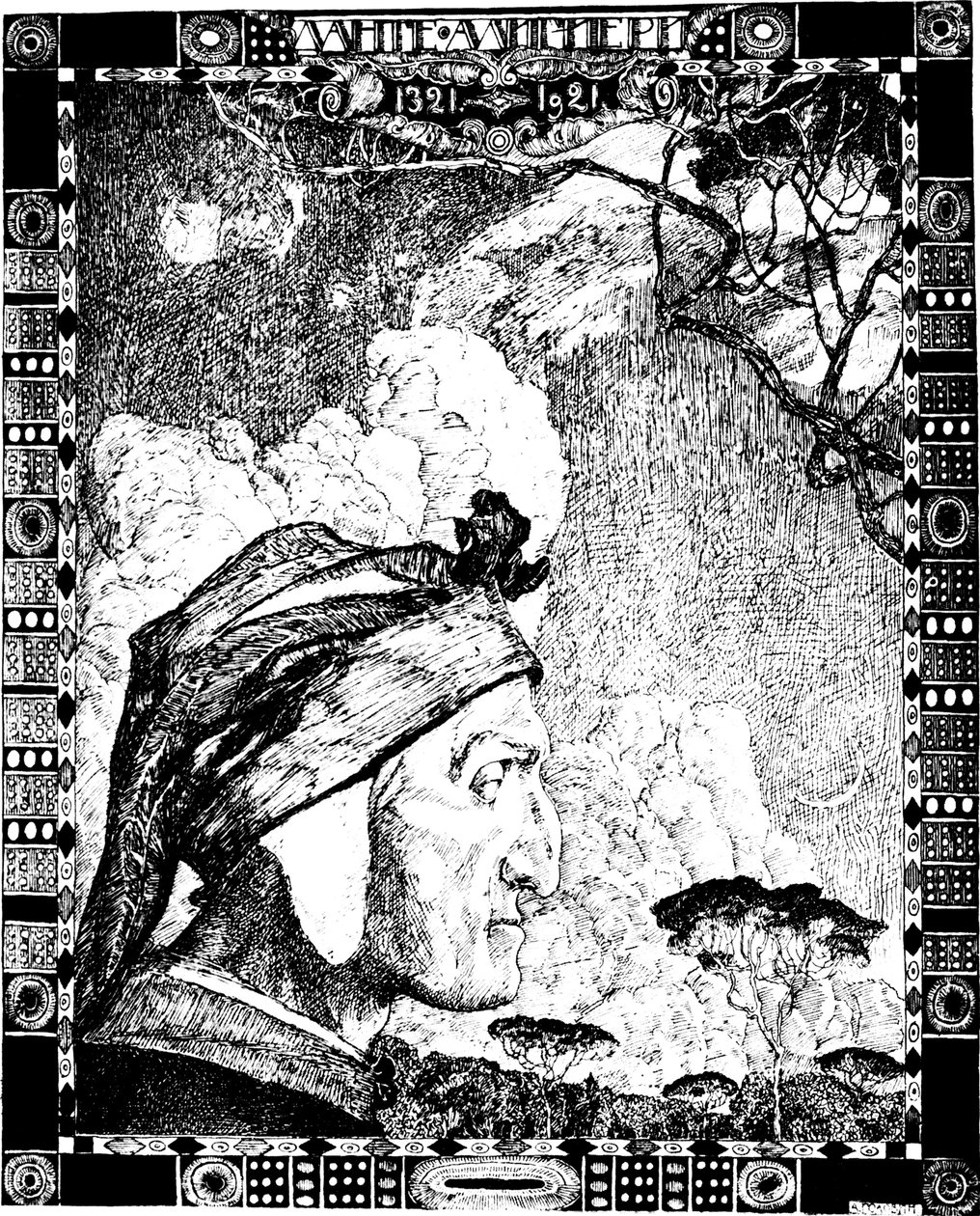 Dante Alighieri, middeleeuwse Italiaanse dichter, 1921 door Aleksandr Jakovlevic Golovin
