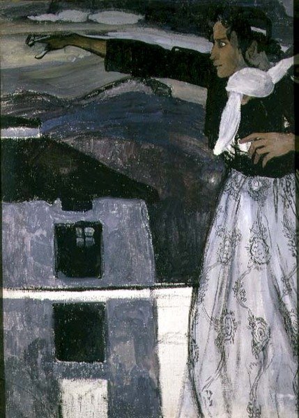 Vrouw in grijs door Aleksandr Jakovlevic Golovin
