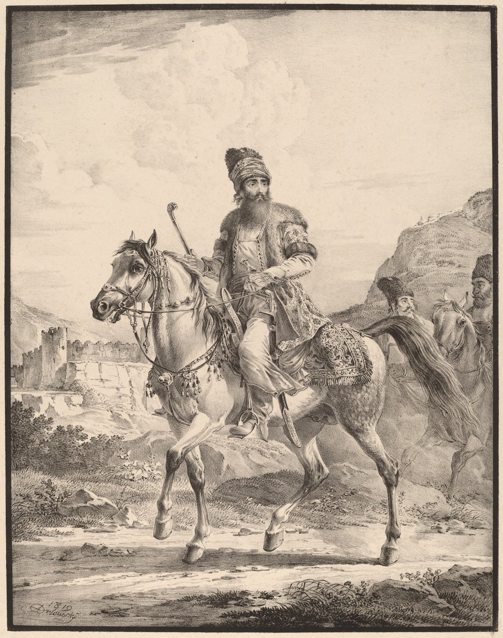 Een Pers te paard door Aleksandr Osipovich Orlovskii