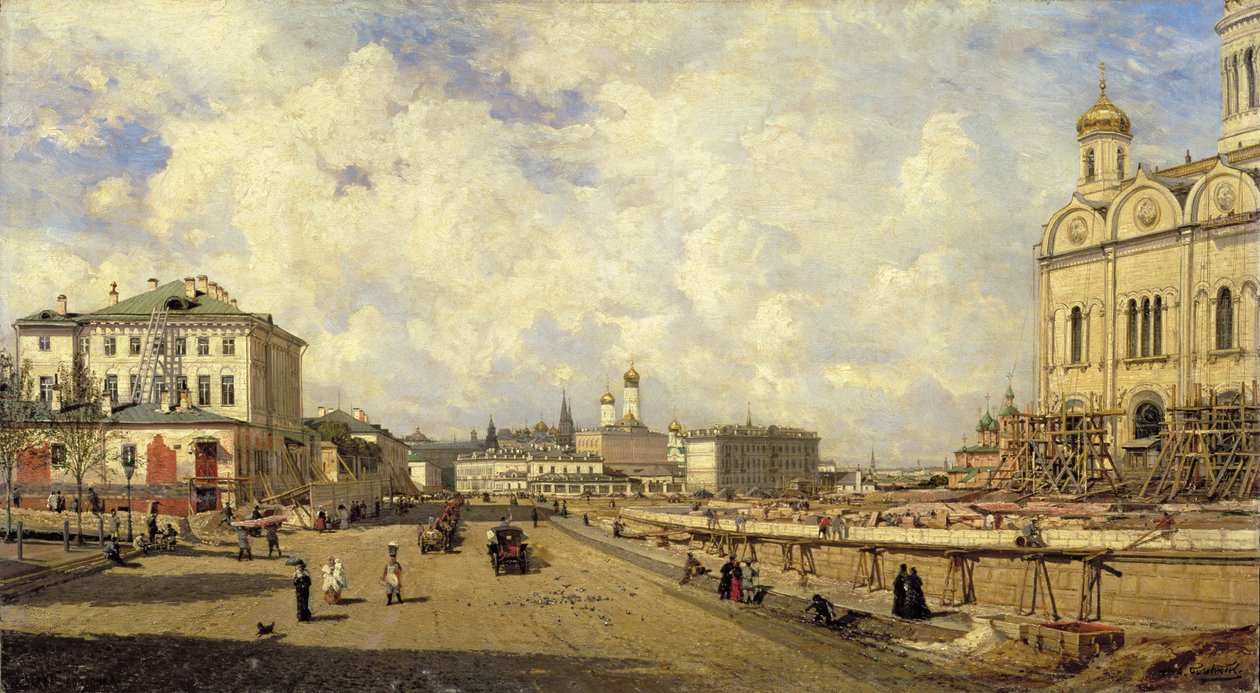 Uitzicht op de Christus Verlosserkathedraal in Moskou, 1880 door Aleksei Petrovich Bogolyubov