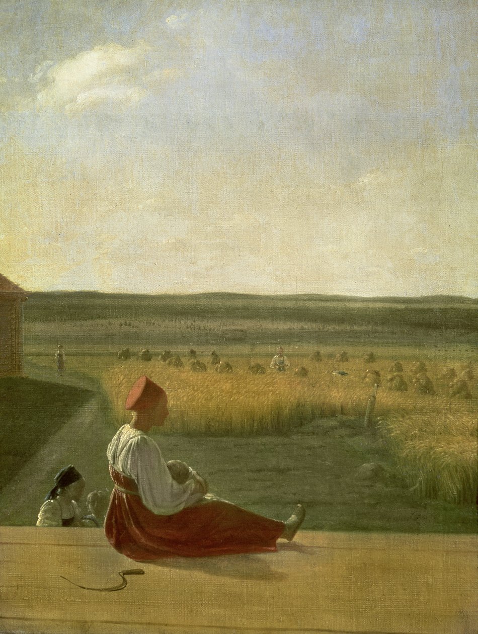 Oogsten in de Zomer, 1820s door Aleksei Gavrilovich Venetsianov