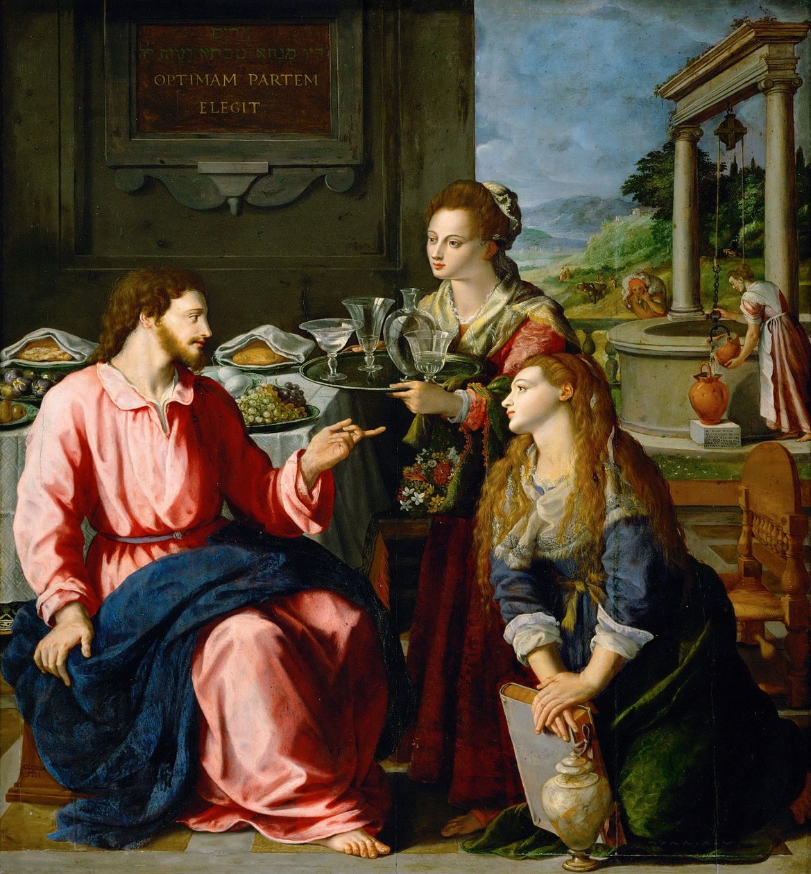 Christus bij Maria en Martha door Alessandro Allori