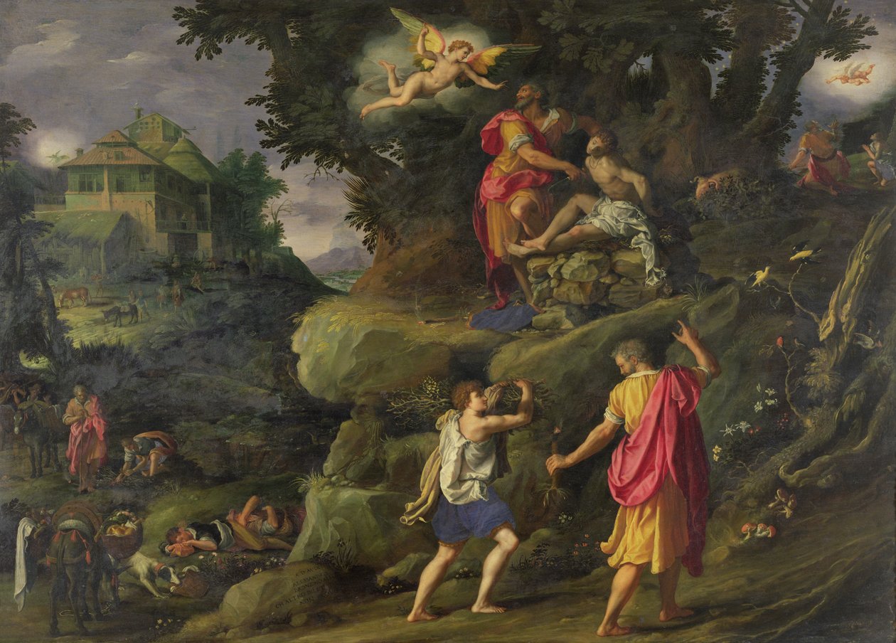 Offer van Isaac, 1601 door Alessandro Allori