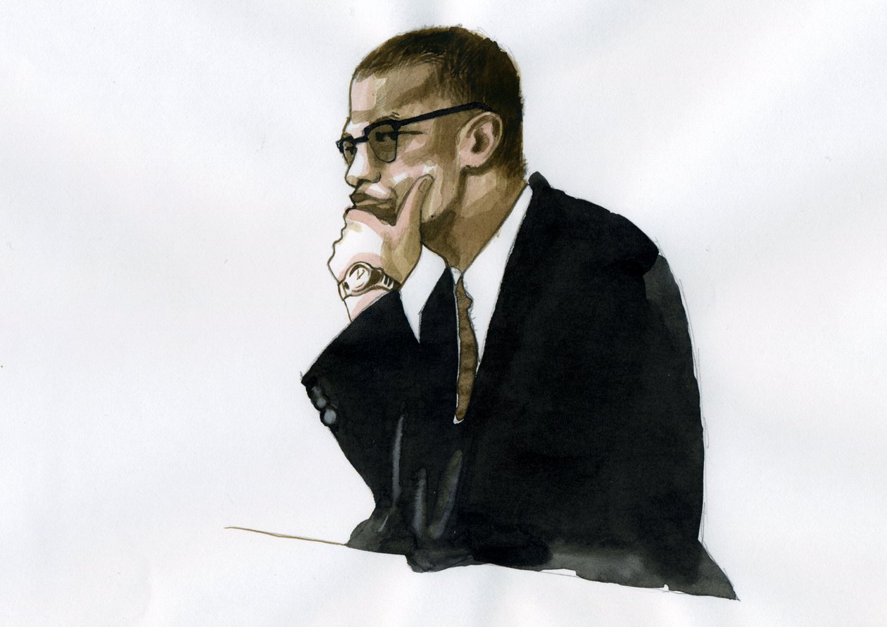 Malcolm X (1925-1965) Afro-Amerikaanse activist door Alessandro Lonati