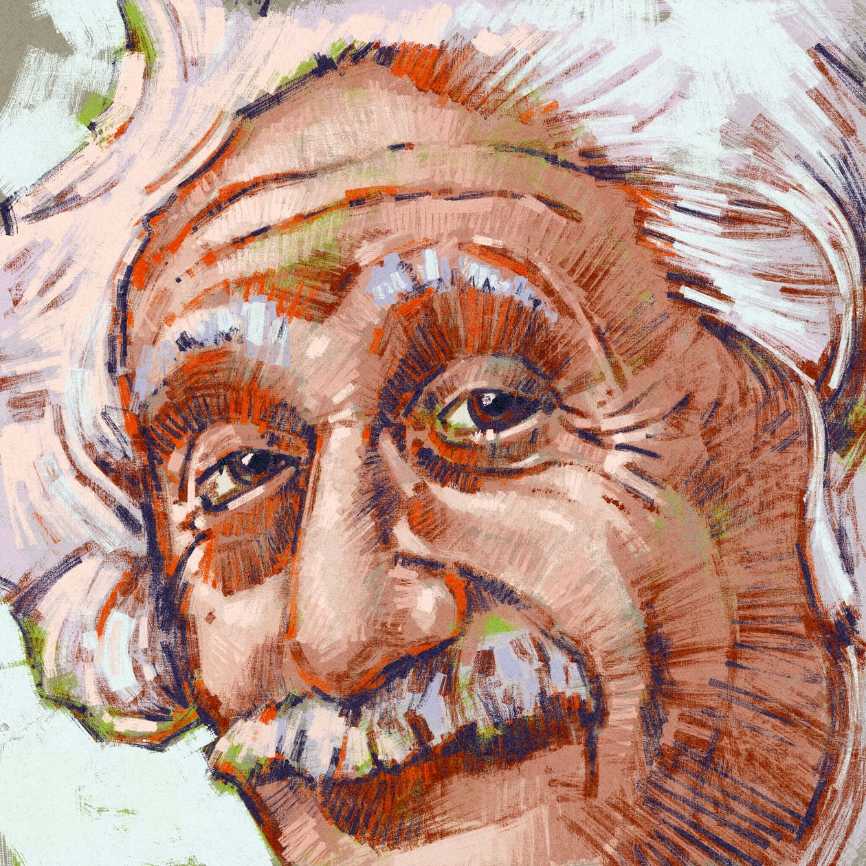 Portret van wetenschapper Albert Einstein (Illustratie) door Alessandro Lonati